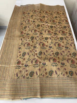 Kalamkari Printed Blended matka Tussar silk saree with kant work JSDNIYY