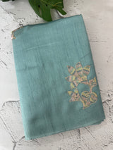 Tussar finish soft silk saree with thread embroidery MTS568 LightBlue