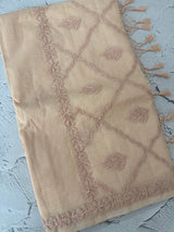 Premium Kota checks saree with Chikankari work  MSH241 PastelPeach