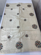 Blended soft tussar silk saree MS90543- Cream