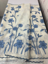 Mul chanderi applique work saree MSH170