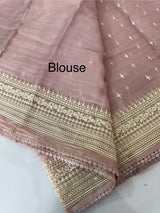 Tissue Organza saree with thread work - MS14798 PastelPink