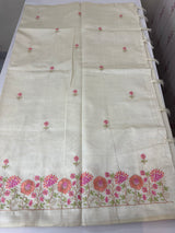 Blended tussar saree with embriodery - MS8698 PearlCream
