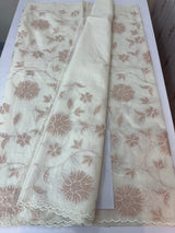 Mul chanderi tissue applique work saree MSH139 (1)- Offwhite