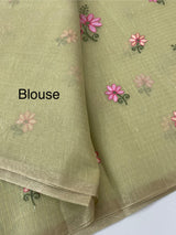 Tissue mix Soft silk saree with embroidery MS8189- PastelGreen