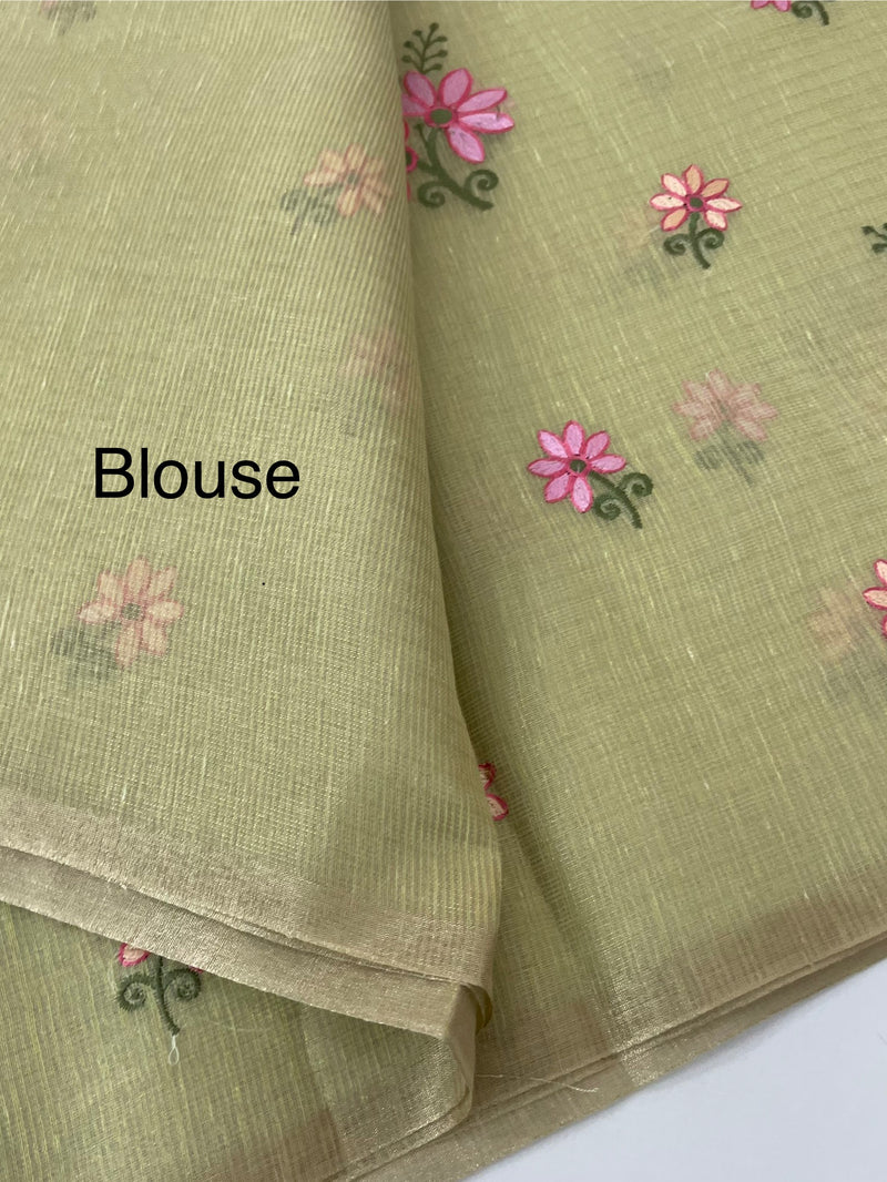 Tissue mix Soft silk saree with embroidery MS8189- PastelGreen