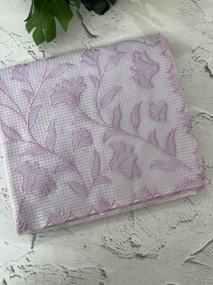Moonga Kota checks saree with applique woek MMC457 - Lavender