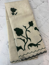 Tissue cotton applique work saree MS6743(1) - BottleGreen