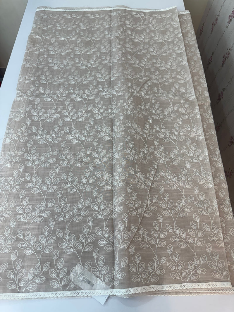 Kota cotton silk embriodery saree MS1455- Pastel brown