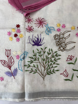 Linen blend Saree with hand embriodery MLS611