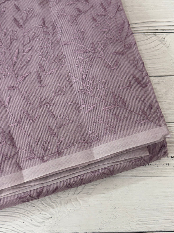 Supernet embriodery saree MS7854- Mauve