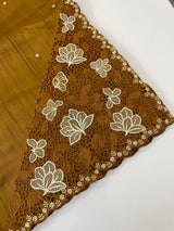 Cutwork Semi tussar saree MTSS674 SpicyMustard