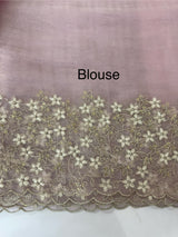 Crush tissue Organza saree with embroidery work MS14791- PastelPink