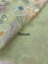 Viscose organza saree with thread work - MSH296 PastelGreen