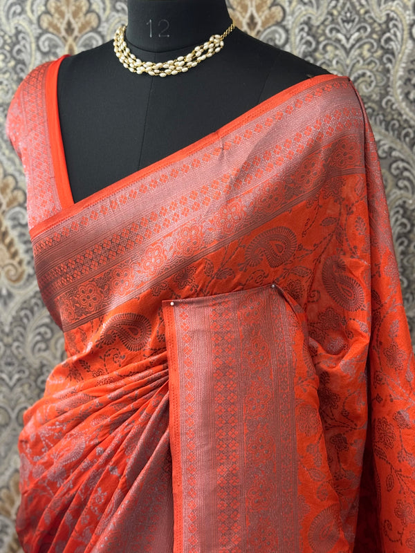 Banarasi chiffon Georgette saree MKGS701- Orange