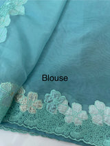 Soft organza saree with turkish applique borders- MCW735