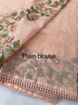 Silky kota saree with embriodery MSK4556- PastelPeach