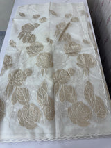 Semi organza saree with appliqué work - MSH906 White(1)