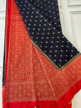 Banarasi viscose Georgette saree MKGS666 DarkBlue & Red