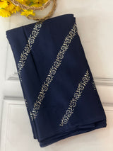 Georgette saree with foil prints MS1212- NavyBlue