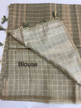 Blended soft tussar silk saree MS1587 DuskyGreen