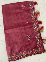 Blended tussar saree with kanta embroidery- MS5224