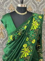 Blended tussar silk saree with embroidery - MS78911