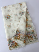 Handworked glass organza saree with floral digital prints- MS15737