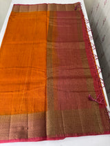 Jute silk sarees with contrast pallu & blouse MJL396
