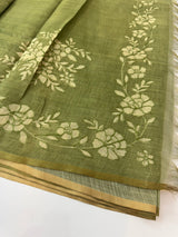 Tissue Linen Saree with applique work MRS890