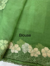 Soft organza saree with turkish applique borders- MCW735
