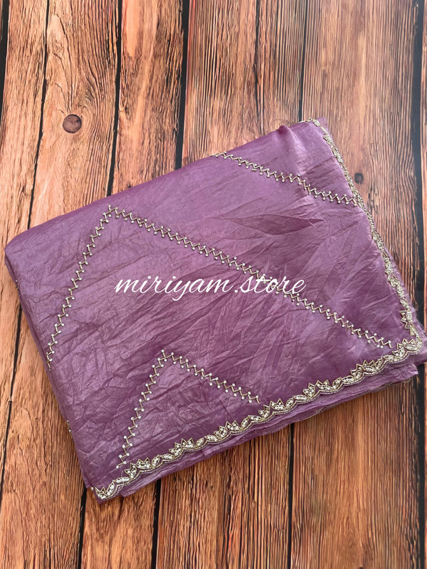 Handworked crush Organza saree with stones and cutbeads MZTS125 - Mauve