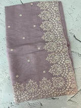 Soft Chanderi saree with  embroidery borders- MCK77 Lavender