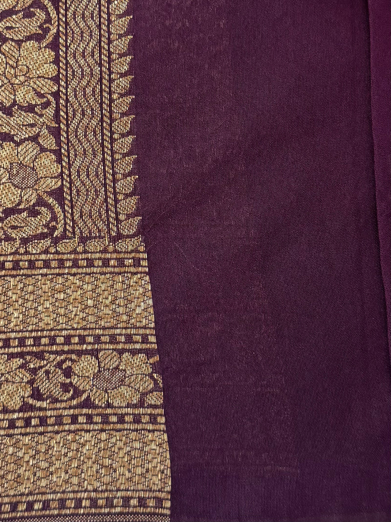 Semi katan Banarasi saree in antique zari weaving - MSKB899 DeepWine