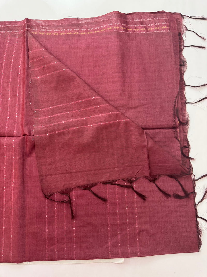 Semi tussar saree with thread work SBHMSH DarkLavender