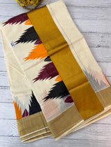 Kerala cotton saree - Temple border