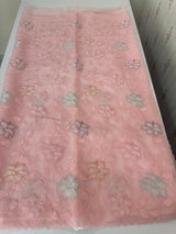 Soft crushed Chiffon saree with Applique work MSC477 PeachPink