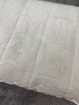 Mul chanderi applique work saree MSH184- White