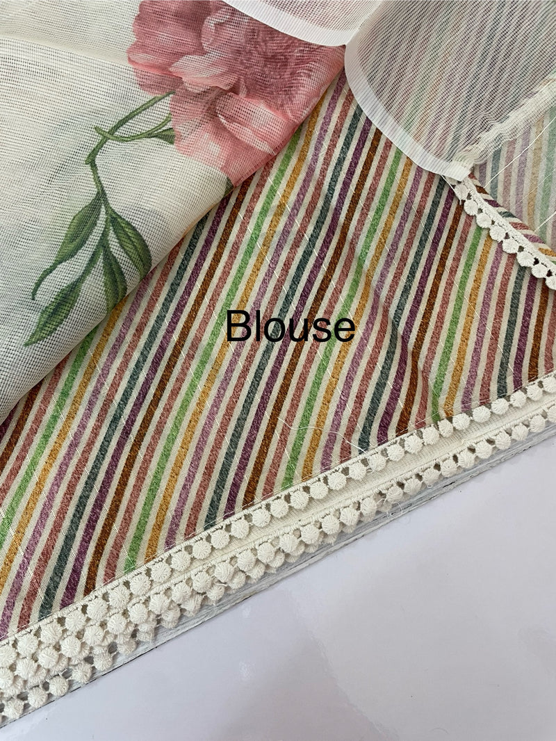 Supernet saree with digital prints and embroidery SKFNSEM