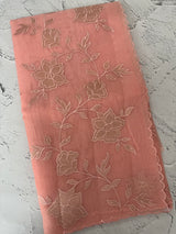 Viscose organza saree with applqiue work - MSH238 PeachPink
