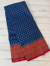 Banarasi viscose Georgette saree MKGS611- DeepSeaBlue to Red
