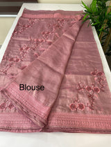 Metallic crush organza saree - MCOS621 OnionPink