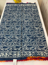 Pure mul cotton hand block printed saree SKSRMY