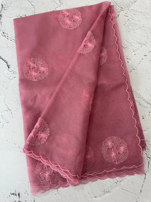 Semi Organza saree with embroidery - MSH375 Pink