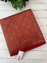 Semi katan Banarasi saree in antique zari weaving - MSKB899 Red