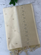 Soft Chanderi viscose silk saree with zari weaving MS1801- Cream