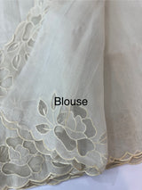 Soft Kota tissue silk saree with applique work MSH163  Ivory