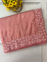 Crush Organza cutwork & embroidery saree MS9735- Peach