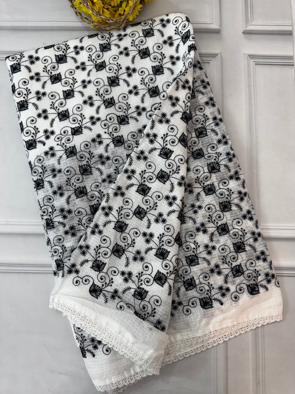 Soft kota checks saree with embroidery MS7843