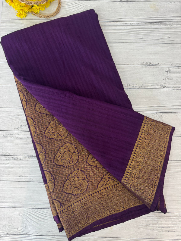 Crepe Banarasi viscose Georgette saree with brocade blouse MS953211- Purple